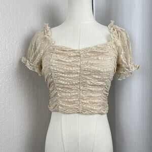 Urban Romantics Top Womens Small Ivory Lace Crop Fairy‎ Coquette Romantic Y2K